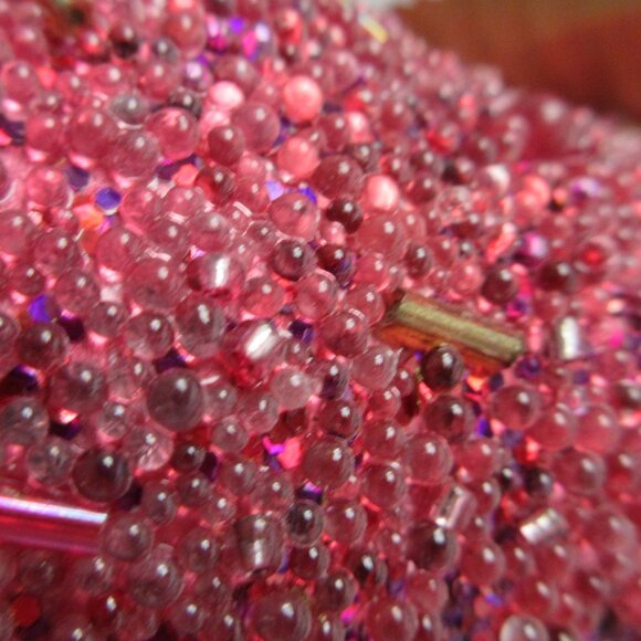 Sugar Beaded Pear Fruit Christmas Ornaments Lot Of 10 Red/Pink/Gold Bugle Beads - Picture 6 of 14